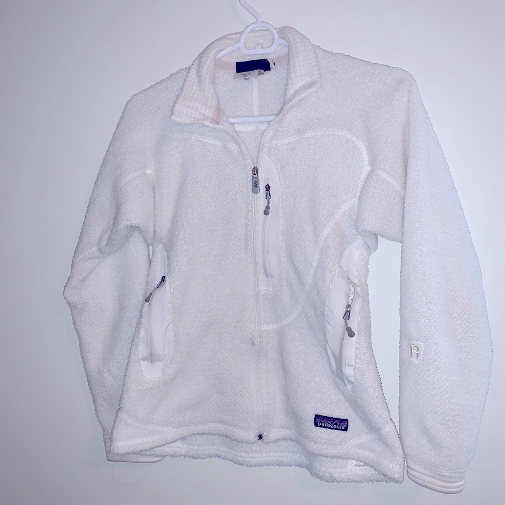 Patagonia white fleece zip up